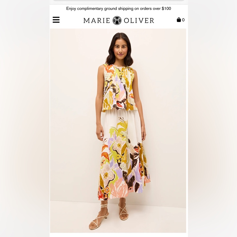 Marie Oliver Floral Skirt and Top .